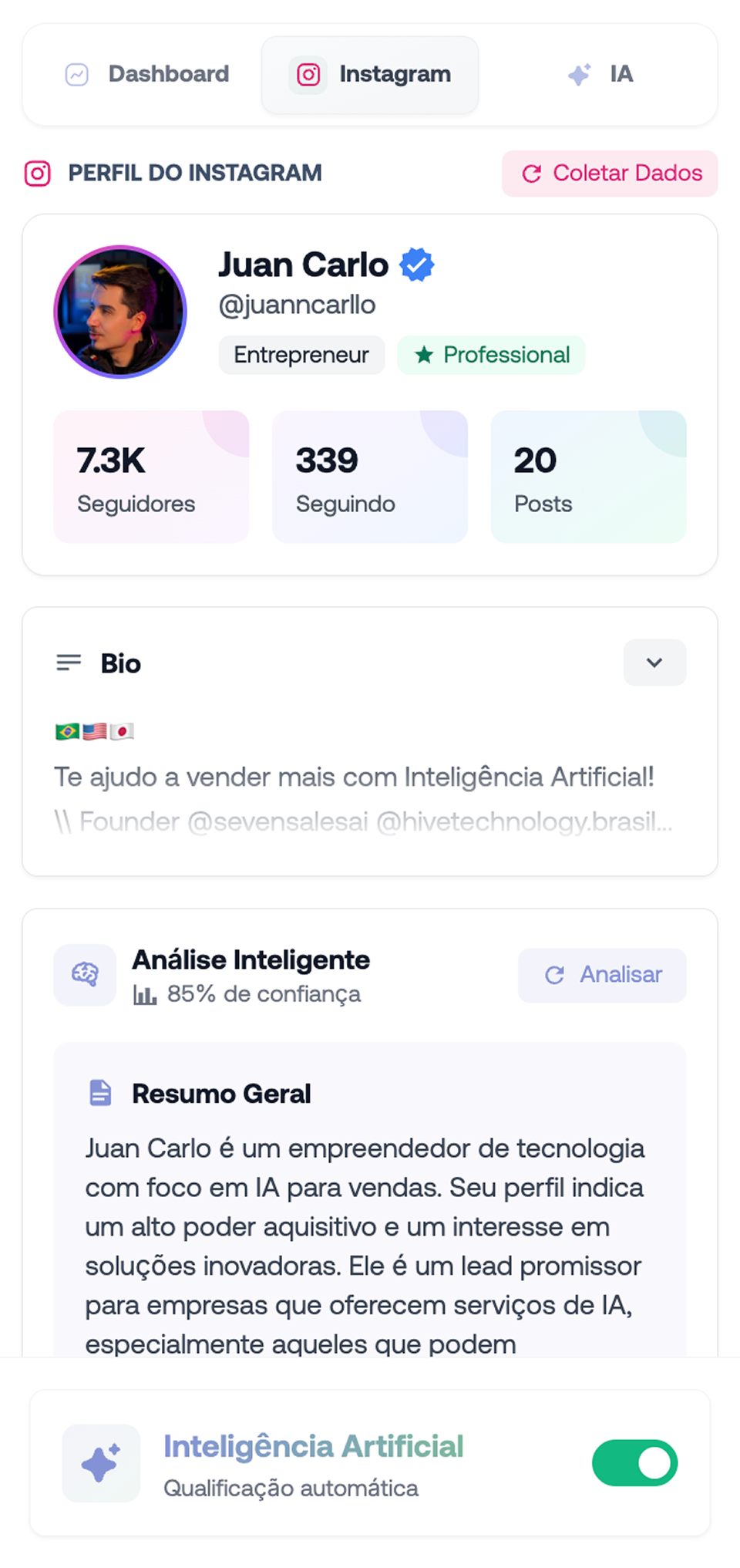 Análise de Perfil Instagram
